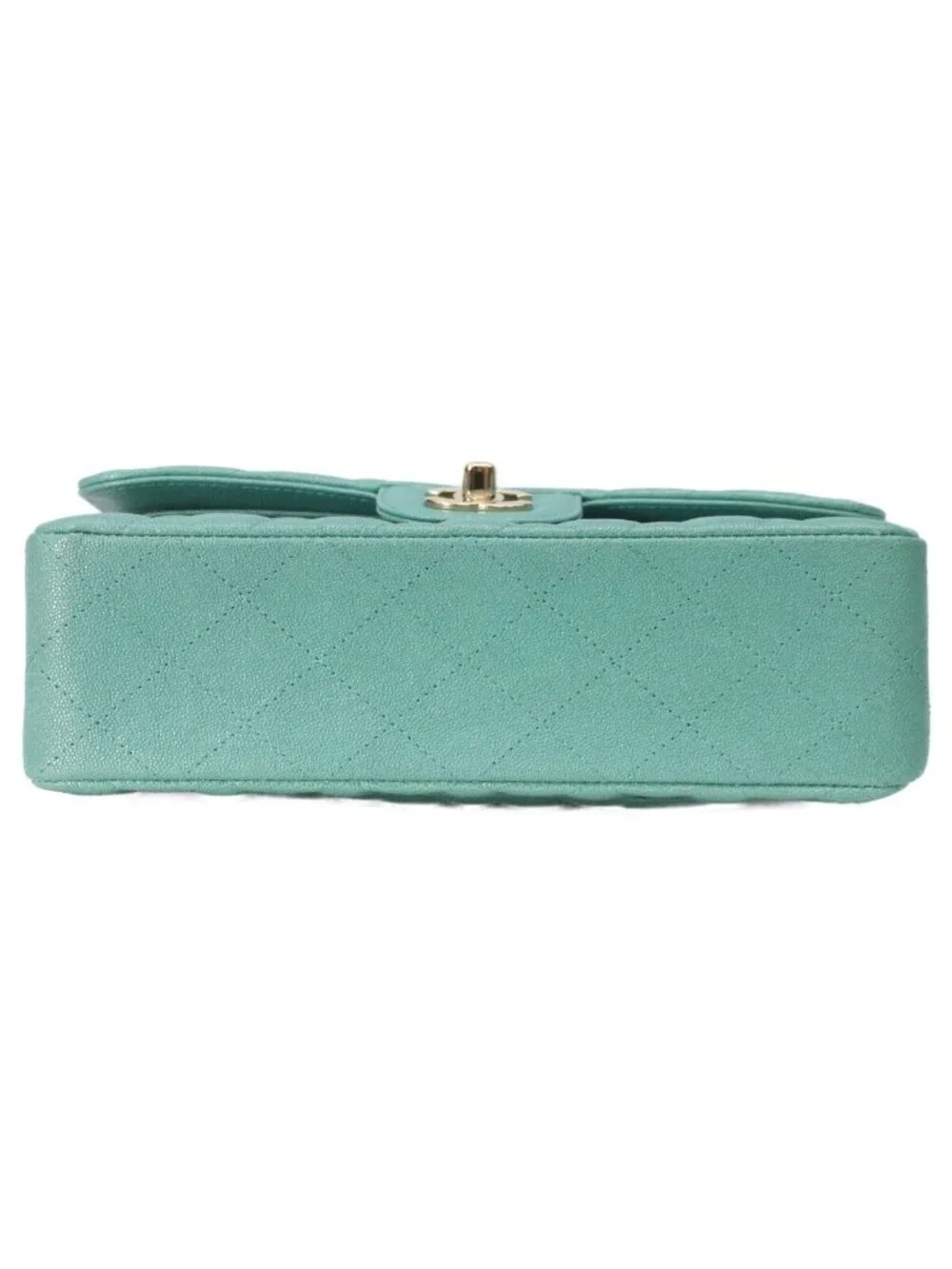 Chanel Pearl Green Caviar Gold Quilted 23 Shoulder Bag